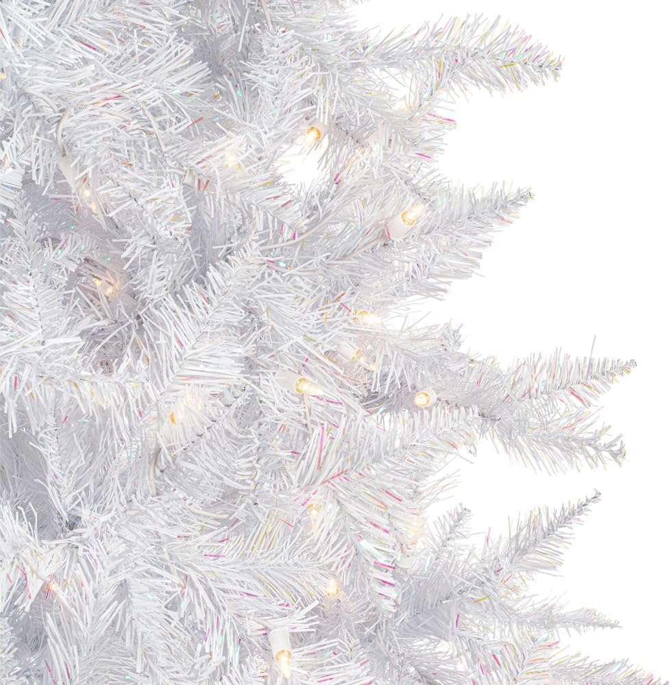 Vickerman 6.5' Sparkle White Spruce Artificial Christmas Tree, Pure White LED Lights - Faux Spruce Christmas Tree - Seasonal Indoor Home Decor - Reliable and Durable
