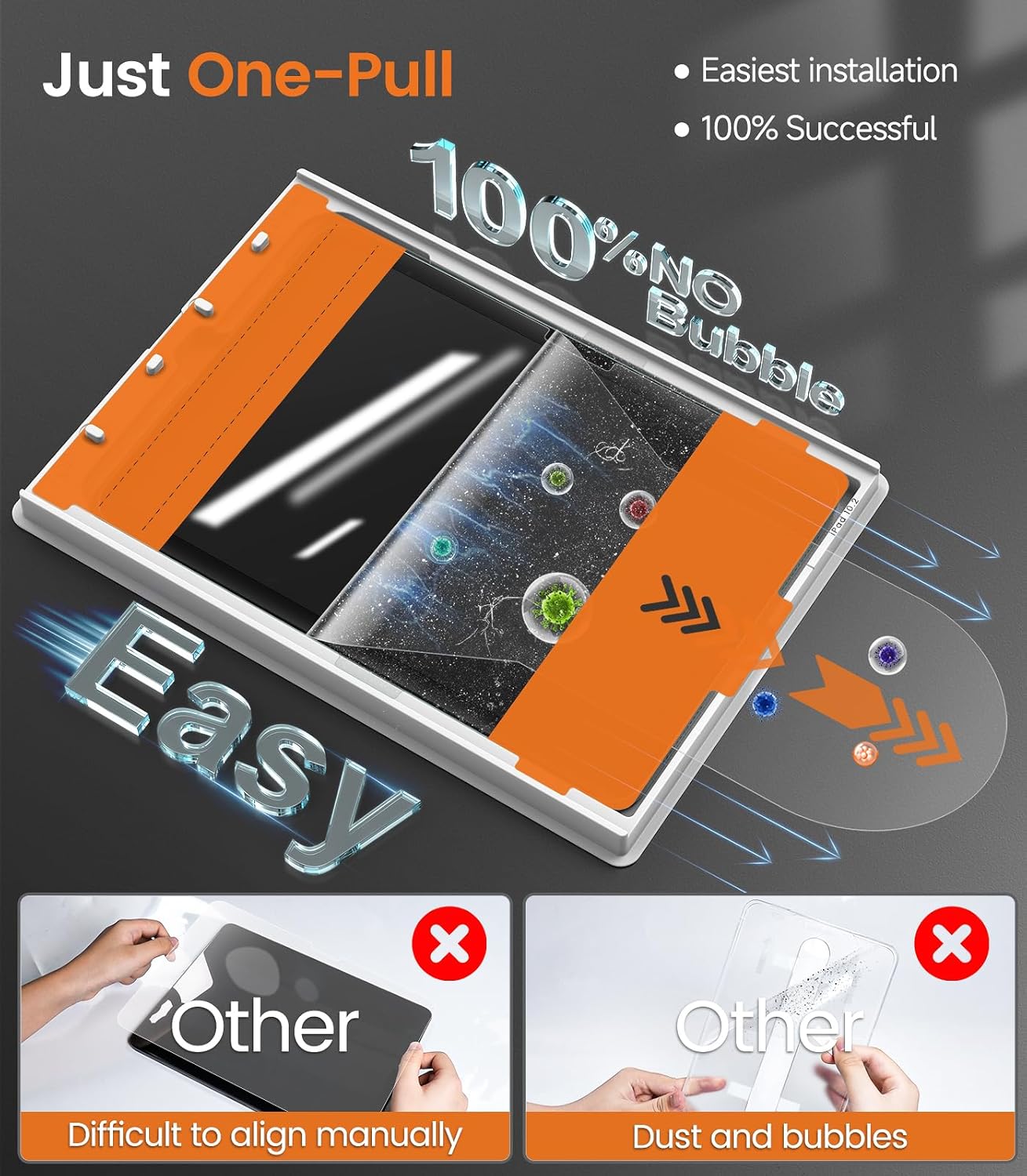 iGluz 2 Pack for iPad 10.2-inch(9th/8th/7th Gen.) 9H+ Tempered Glass Screen Protector with Easy-Install Box[12FT Military Grade Shatterproof] Apple Pencil Compatible,HD Clarity,Scratch Resistant