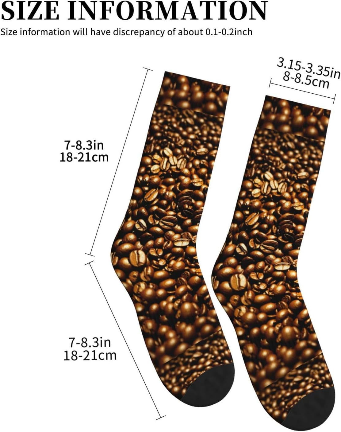Funny Roasted Coffee Beans Print Adult Mid-Calf Socks Casual Athletic for men and women breathable comfortable socks