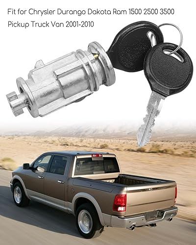 Miniatura 2 de Cilindro de bloqueo de encendido con 2 llaves para Dodge Ram 1500 2500 3500 2002-2008 Truck Chrysler Aspen 2007 Dakota 2001-2010 Durango 2001-2007,
