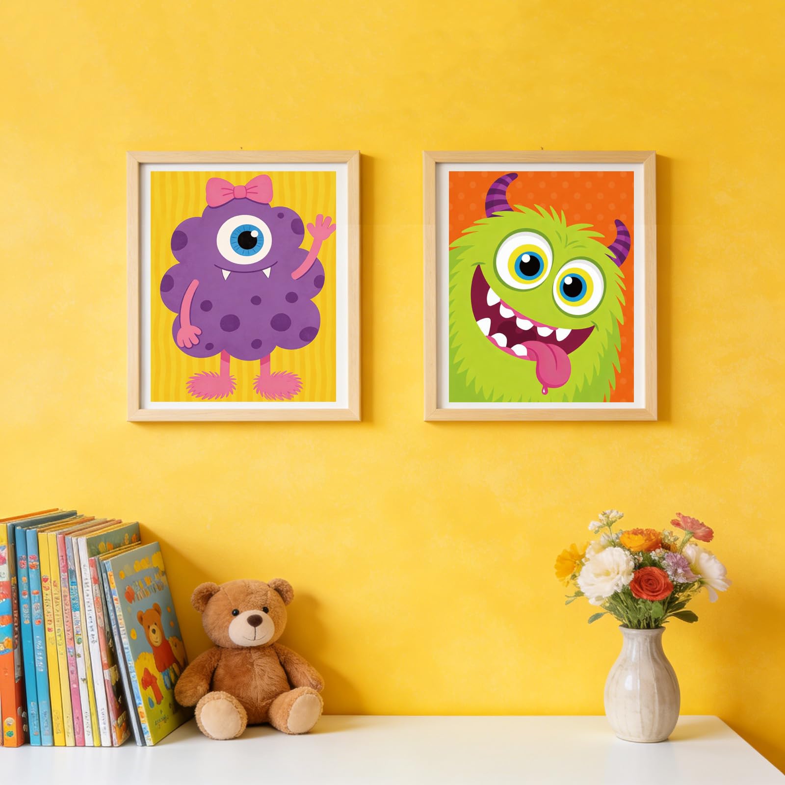 MAYJOYDIY 12 tele pre-disegnate con piccoli mostri per dipingere occhiali cartoni animati, tela prestampata per adulti, 24 x 20 cm, occhi grandi, corna doppie, forniture artistiche fai da te per