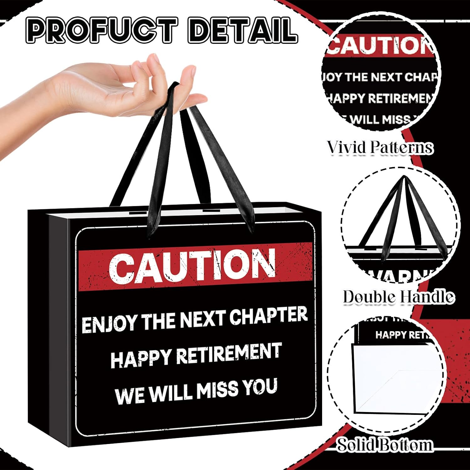 Funny Retirement Gift Bag for Men Women, Caution Themed Happy Retirement Wrapping Paper Bag with Tissue Paper Card Funny Legend Retired Gifts for Men Women Coworker Farewell Going Away Party Favors