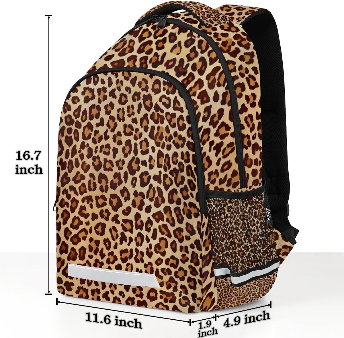 Leopard Brown Texture Backpack Boys Girls Schoolbag Children Bookbag,Laptop Notebook Tablet School Bag Stylish Casual Daypack Students Teens Travel Bags