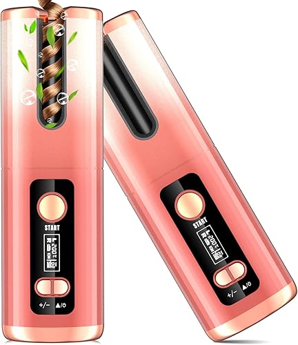 Miniatura 1 de Rizador de cabello automático inalámbrico rizador de pelo de cerámica giratorio automático rizador portátil recargable con 6 temperaturas y