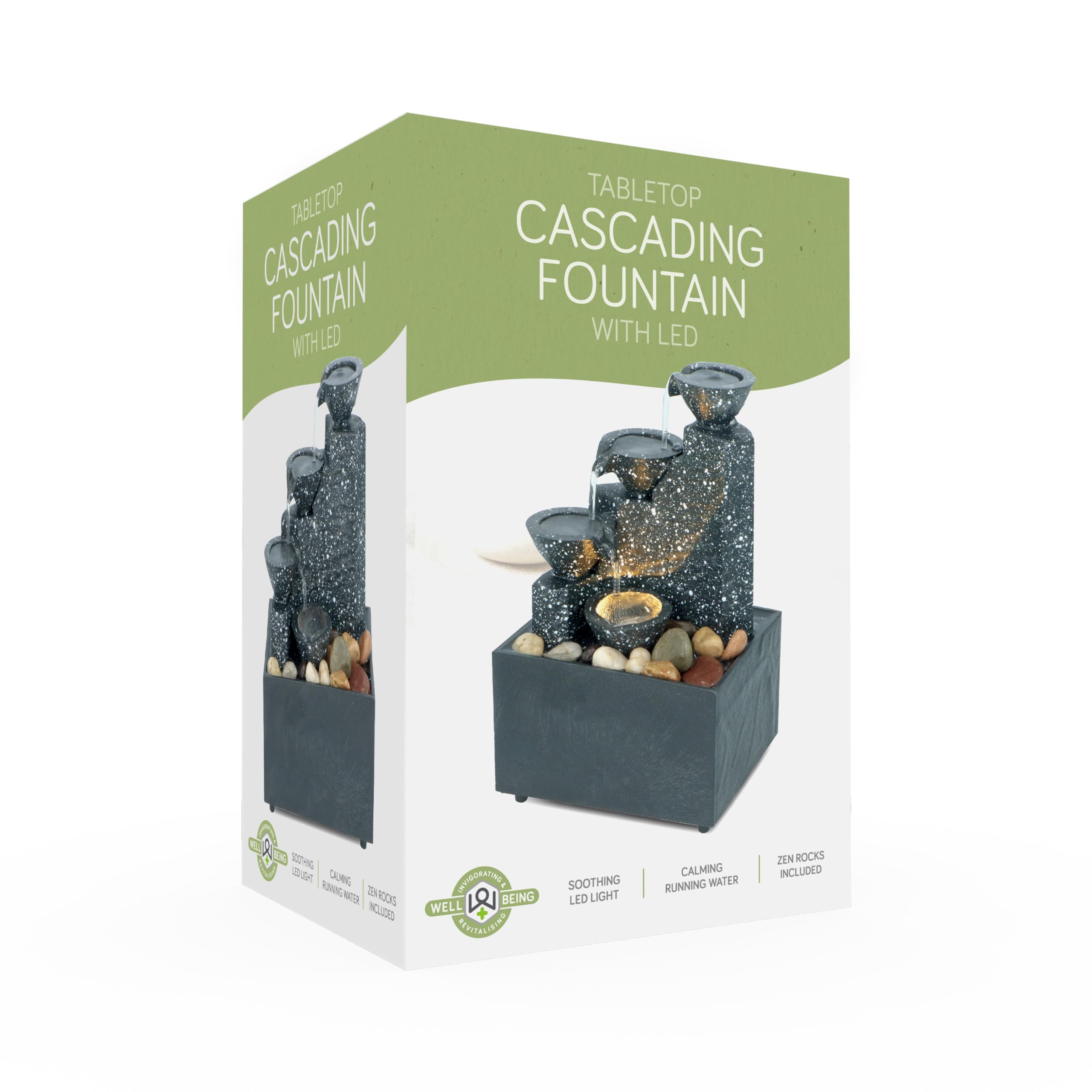 Fuente de Agua Interior Mesa Cascada Decorativa Zen Luz LED | Sonido Relajante Piedras Naturales Feng Shui Bienestar Humidificador Hogar Oficina Regalo