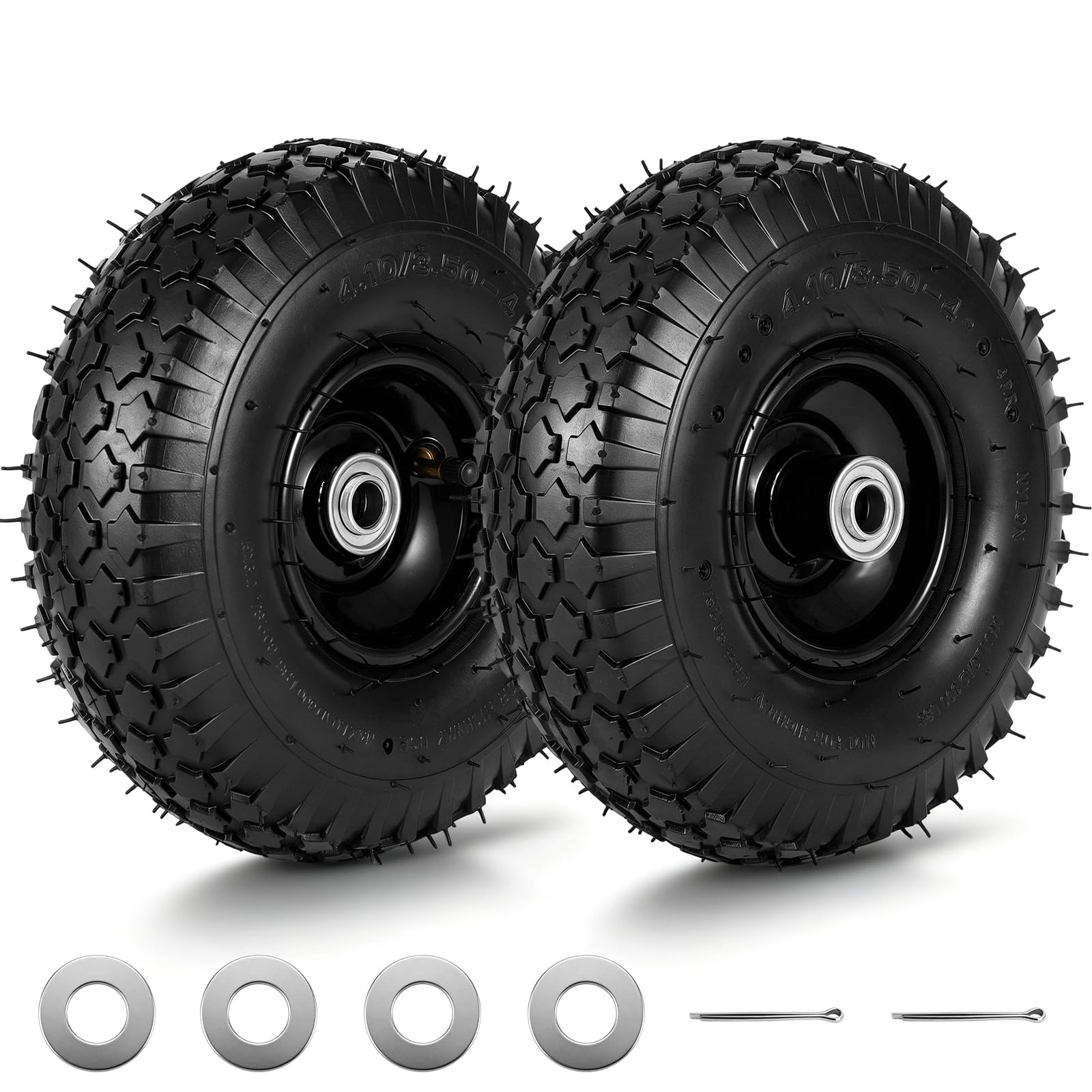 RRQ (2 Pack) 10" Pneumatic Tires, 4.10/3.50-4" Tire and Wheel (Yellow) — Amazon image 8