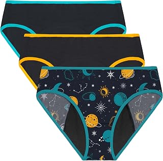 Neione Period Underwear for Teen Girls, Leakproof Panties Moderate Flow | First Period Kit, Cute Period Underwear for Tween, Full Back Leakproof Layers, Soft Breathable Stretch Modal Fabric, 3 Pack