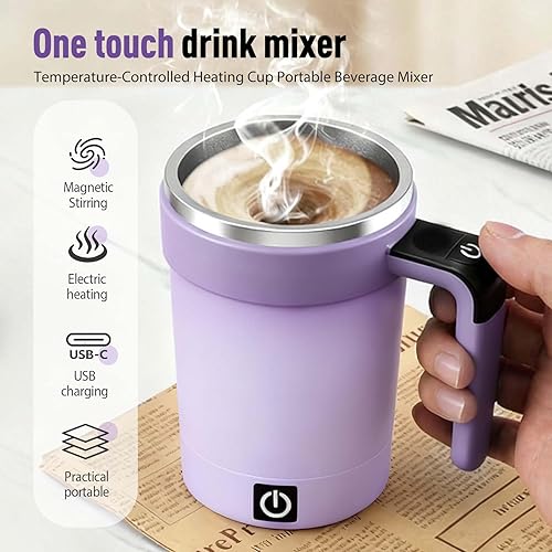 Miniatura 2 de Taza de café autoagitadora, taza de café magnética automática eléctrica, taza de mezcla automática recargable para té con leche (negro)
