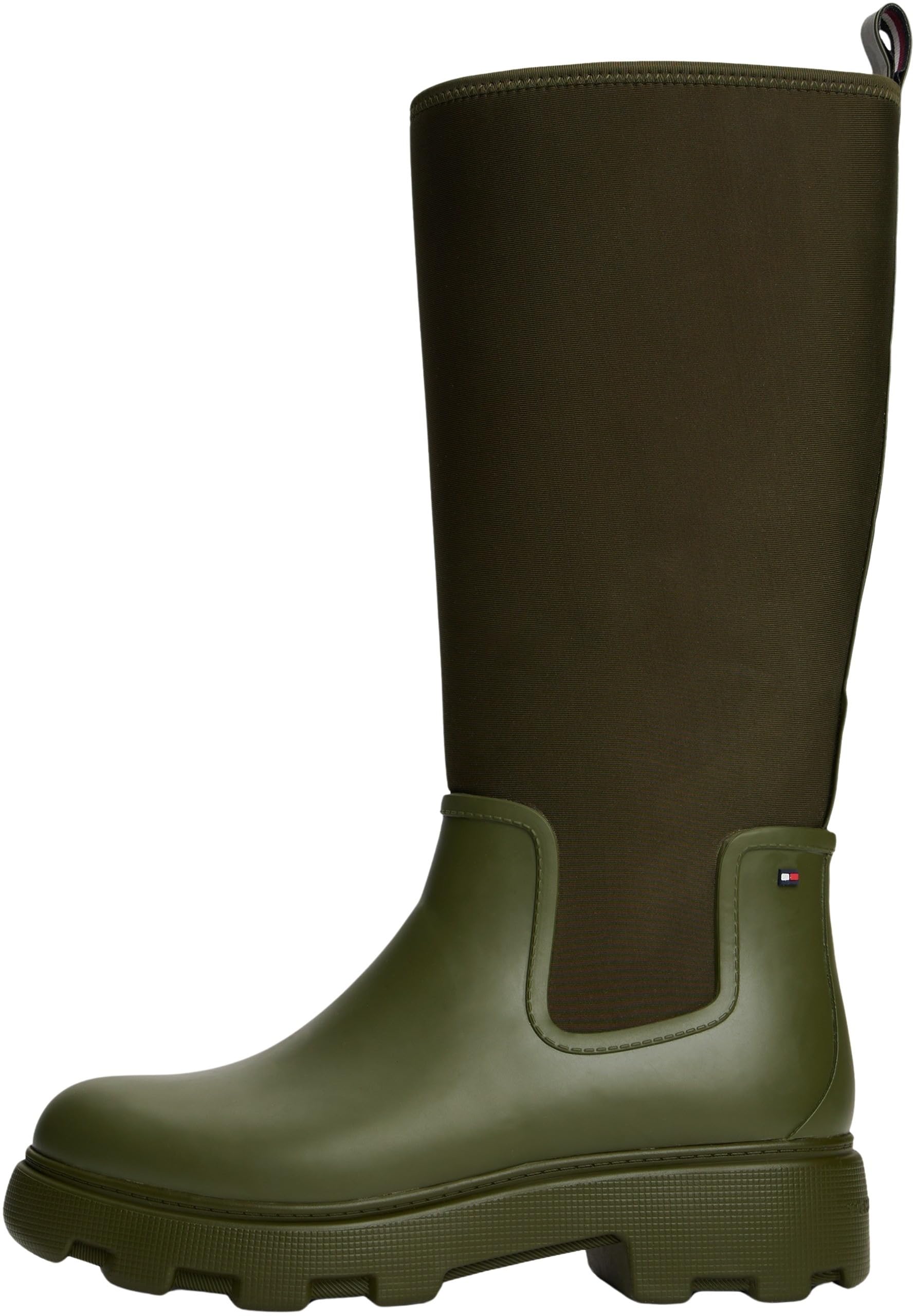 Tommy Hilfiger Women’s Flag Long Rain Boots with Warm Lining, Green (Huntsman Green), 3.5