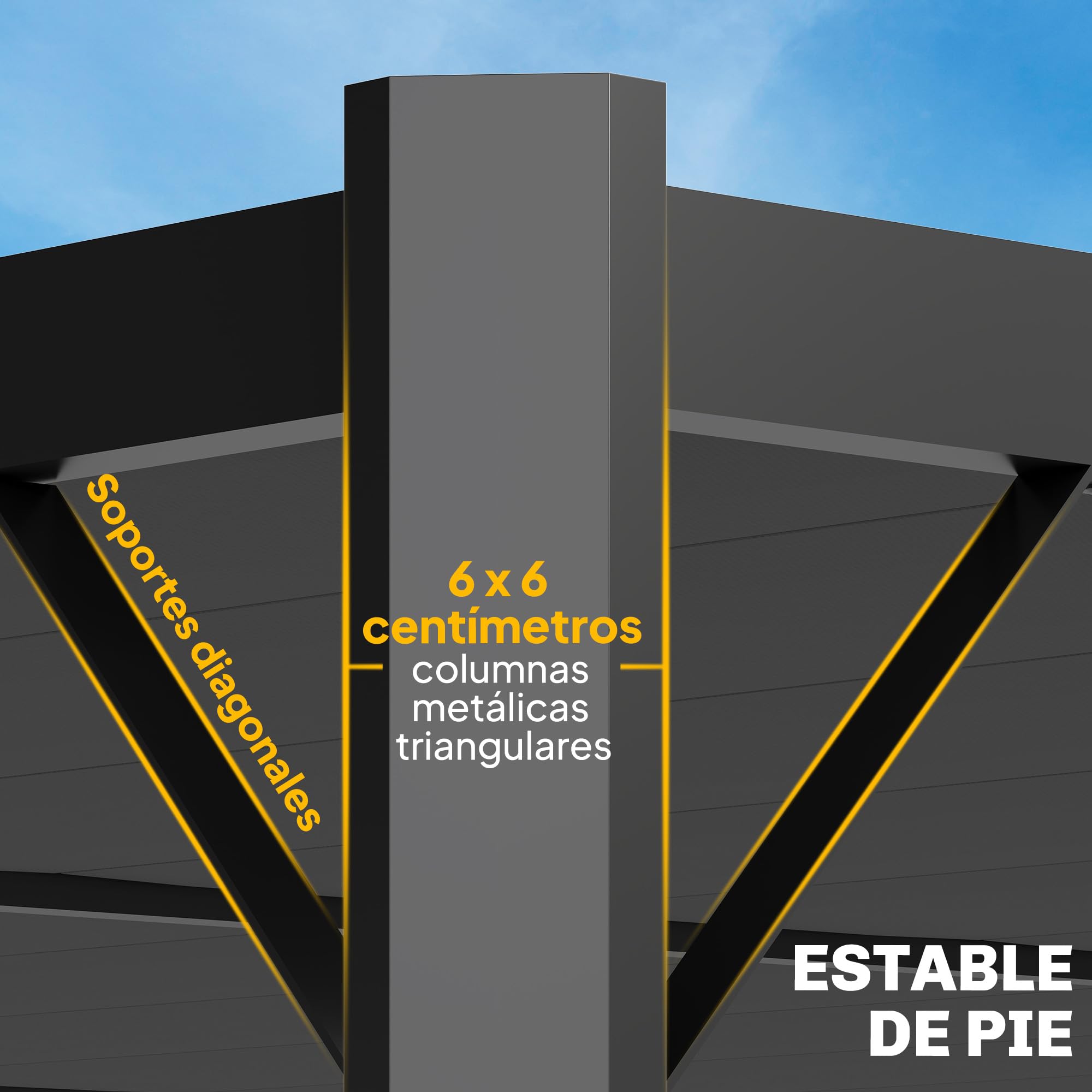 Outsunny Pérgola de Jardín 3x4 m, Cenador de Jardín con Techo de Lamas Orientables, Estructura de Metal, Protección UPF50+, Pabellón para Exterior, Patio, Terraza, Gris Oscuro — view 4