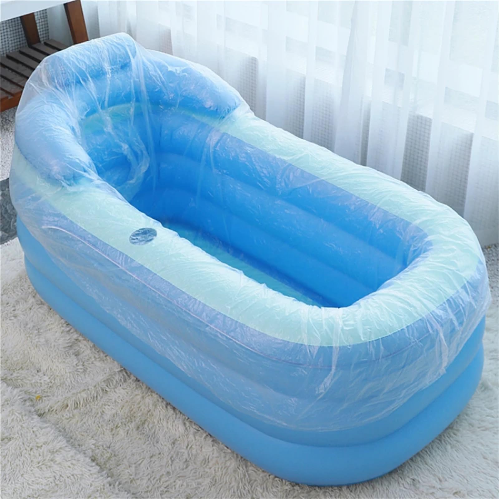 Bañera inflable Contenedor grande de agua for lavar el cabello, bañera hidromasaje for hogar, goma(140.0cm)