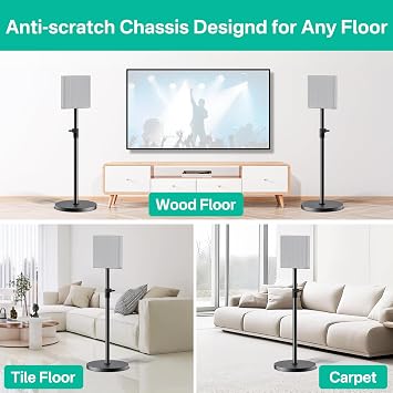 Pair Heavy-Duty Floor Speaker Stands for Sony Bravia Theatre Quad HT-A9M2 Speaker Stands - Height Adjustable Surround Sound Speaker Stand for Sony HT-A9M2 Stands with Cable Management (Stand Only)
