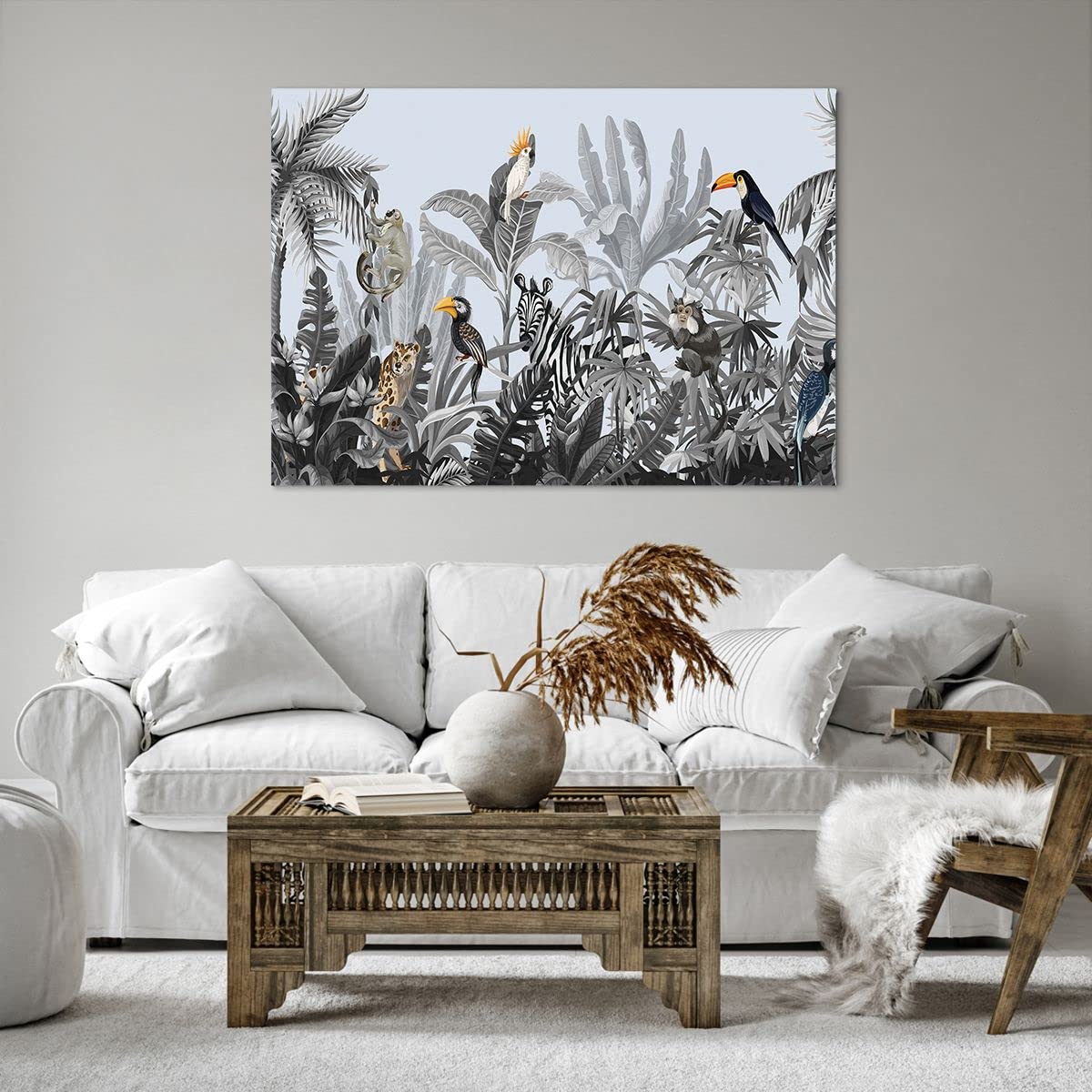 Tableau jungle toucans pour un salon moderne et exotique - 7