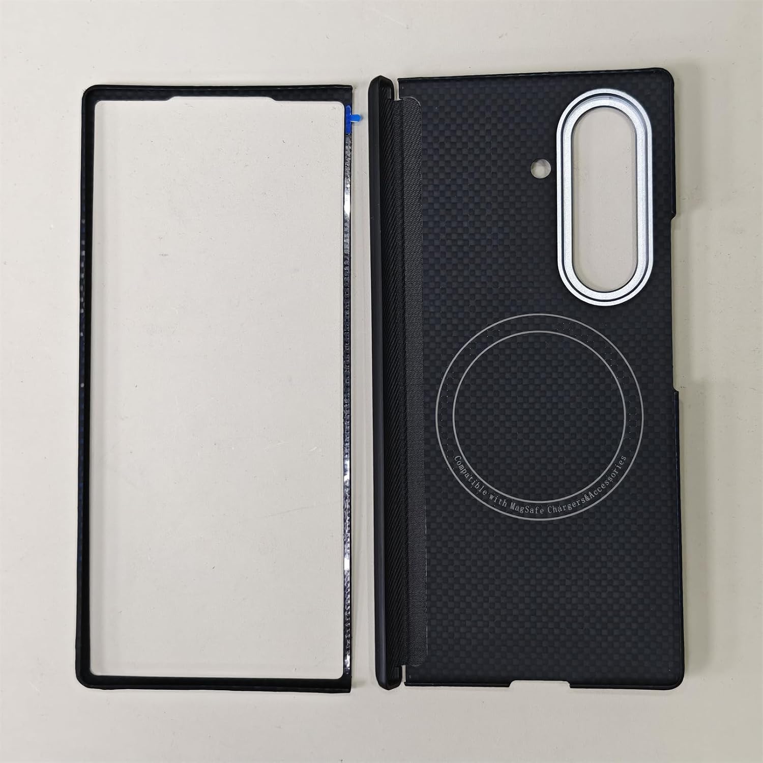 DAYJOY Magnetic Aramid Fiber Case with Hinge Cover Compatible with Samsung Galaxy Z Fold 7 - Genuine Real Hard Carbon Fiber hybird Protective case Compatible with Magsafe (B)