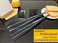 Vista 4 de Jetkong 2 pinzas de cocina extra largas de 40 cm, de acero inoxidable, para uso pesado, grandes pinzas para emplatar (color azul marino)