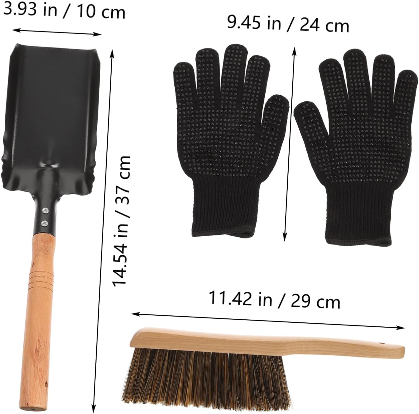 1Set Fireplace Ash Shovel Cleaning Tool Kit with Shovel and Brush Kitchen Clean Shovel for Easy Fireplace Maintenance and Ash Removal Compact Design