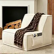 Single Sofa Seat, Memory Foam Couch with Back Support, Mini Sofa, Resistant to Sagging, Suitable for Small Spaces, Living Rooms, Apartments, Dorms, Offices, White