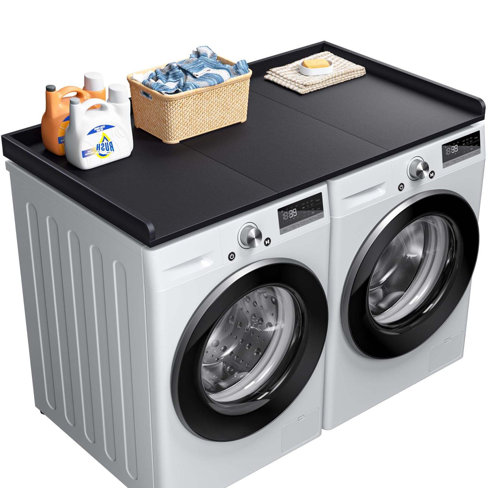 Ulif Laundry Room Washer Dryer Countertop, Washer and Dryer Topper Organization Space 27.5" D x 54" W x 2.6" H, Splicing Style Black