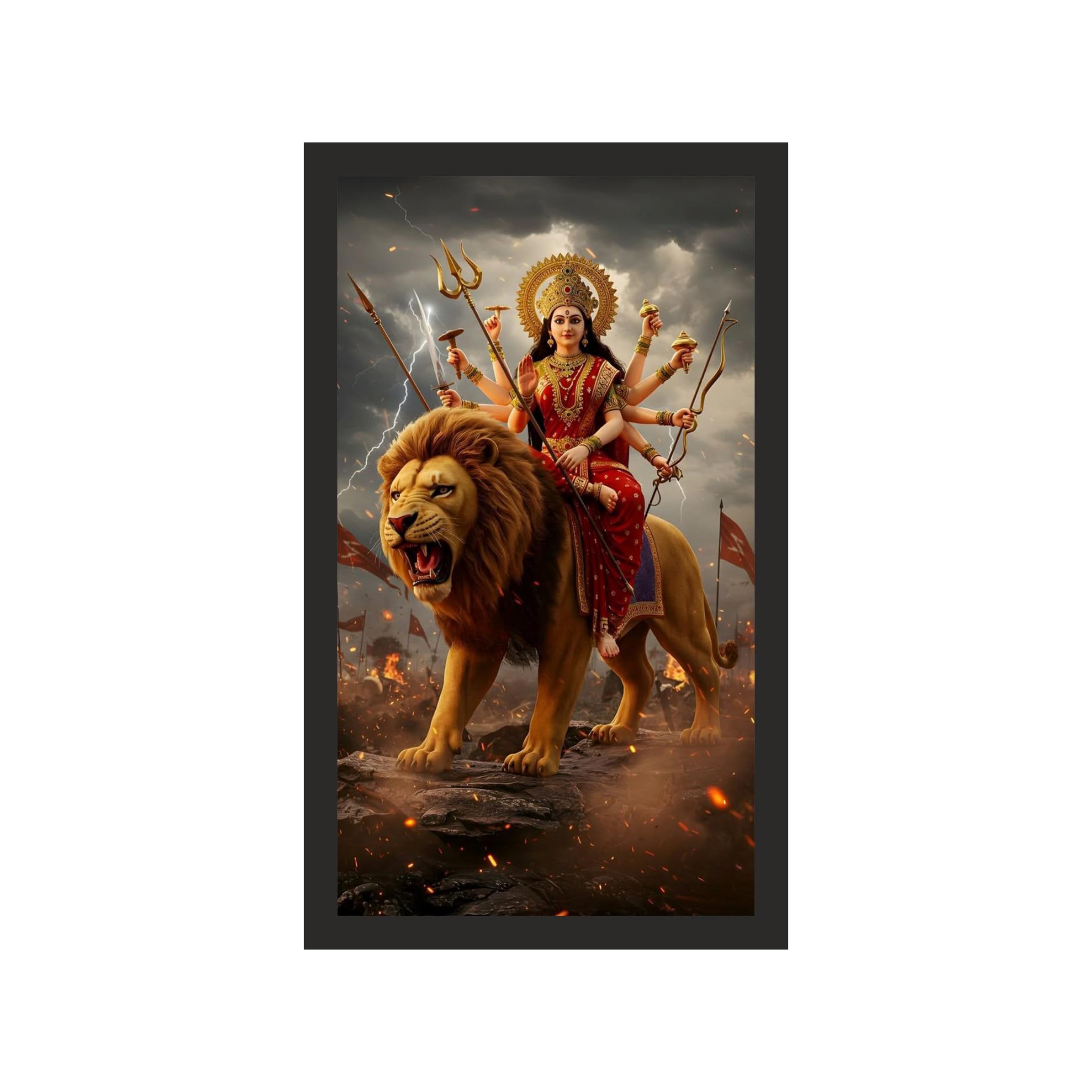 Monumental Maa Durga Lion Rider: 36x60