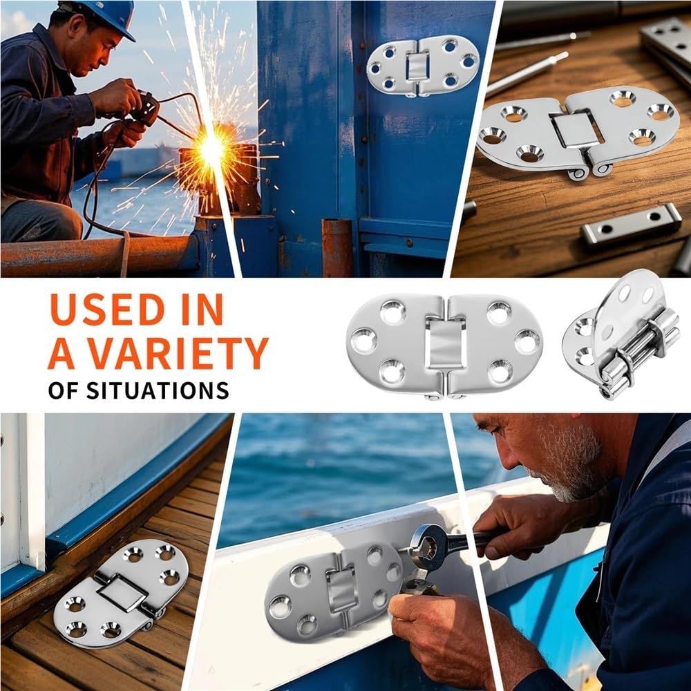 Marine Grade Stainless Steel Mirror Polished Cast Hinges for Boat Table Gate Cabinet Pair