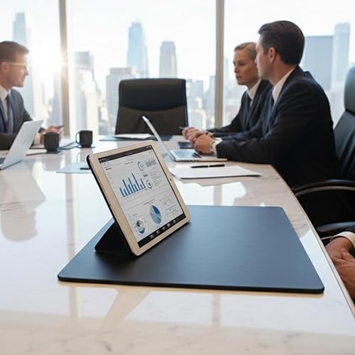 Miniatura 8 de Dacasso Almohadilla protectora para mesa de conferencias de cuero sintético negro de 17 x 14 pulgadas