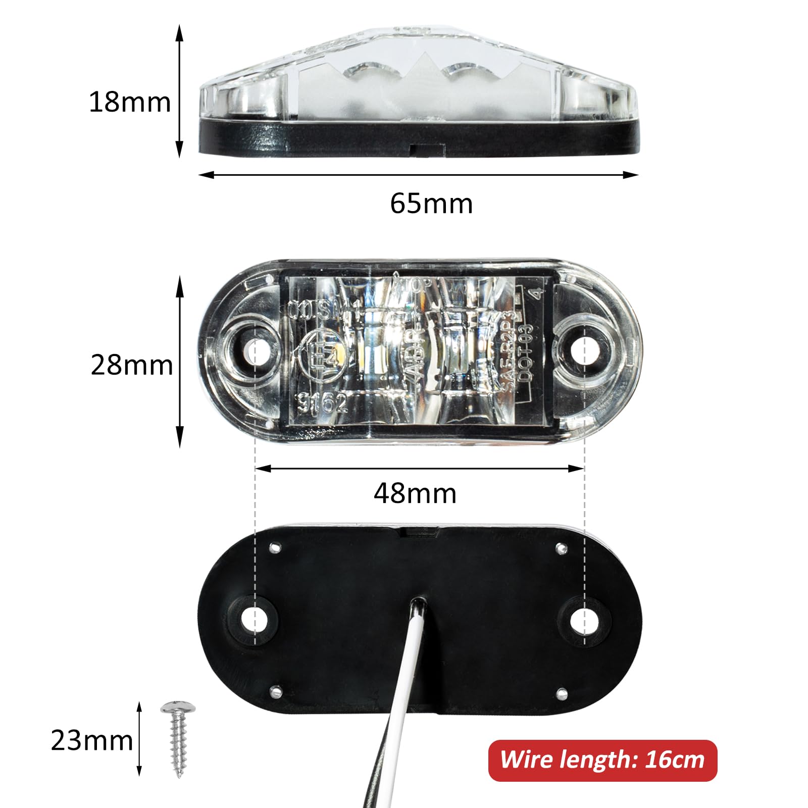 Catekro 30 stk. Begrenzungsleuchten Anhänger, Positionsleuchten Anhänger Zubehör mit 2 Licht 12/24V Wasserdicht Seitenmarkierungsleuchten für LKW PKW Wohnmobil Wohnwagen Umrissleuchte (Gelb+Weiß+Rot)