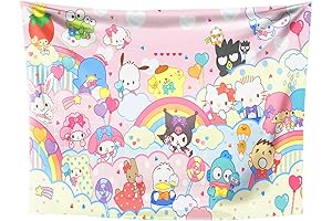San-Rio Birthday Party Supplies Backdrop, Hello Kitty Cinna Kumi Decoration for Photography Background