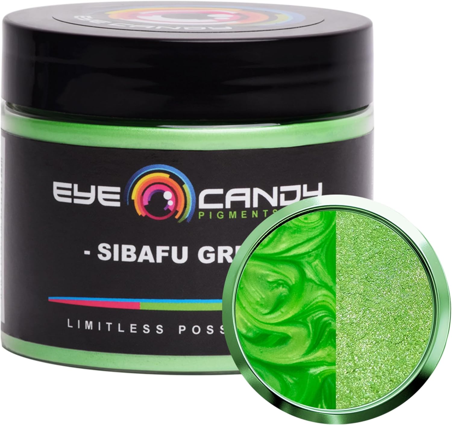 Eye Candy Premium Green Mica Powder Pigments | Multipurpose DIY Arts and Crafts Additive | Acrylic, Woodworking, Bath Bombs, Resin, Epoxy, Soap, Fishing Lures (Sibafu Green)
