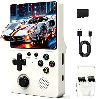 Retro Konsole Handheld mit über 20.000 Spielen – Tragbare Handheld Spielkonsole mit 3,5 Zoll IPS Display, 64GB, 3000mAh Akku (Reisweiß)