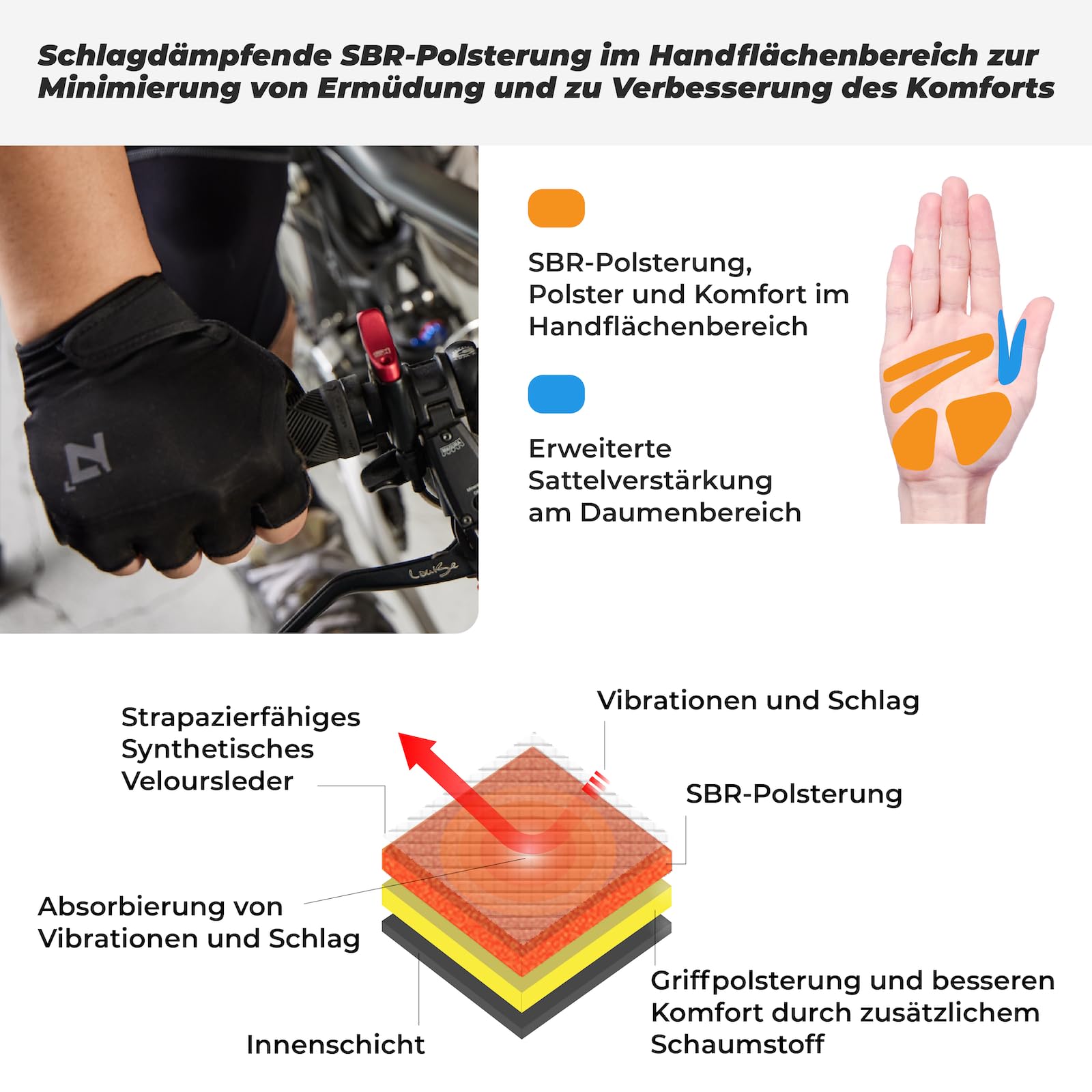 OOZi Guanti da ciclismo senza dita, per uomo e donna, materiale elasticizzato leggero, resistenti, imbottiti, per mountain bike, viaggi su strada, allenamento al coperto, sollevamento pesi