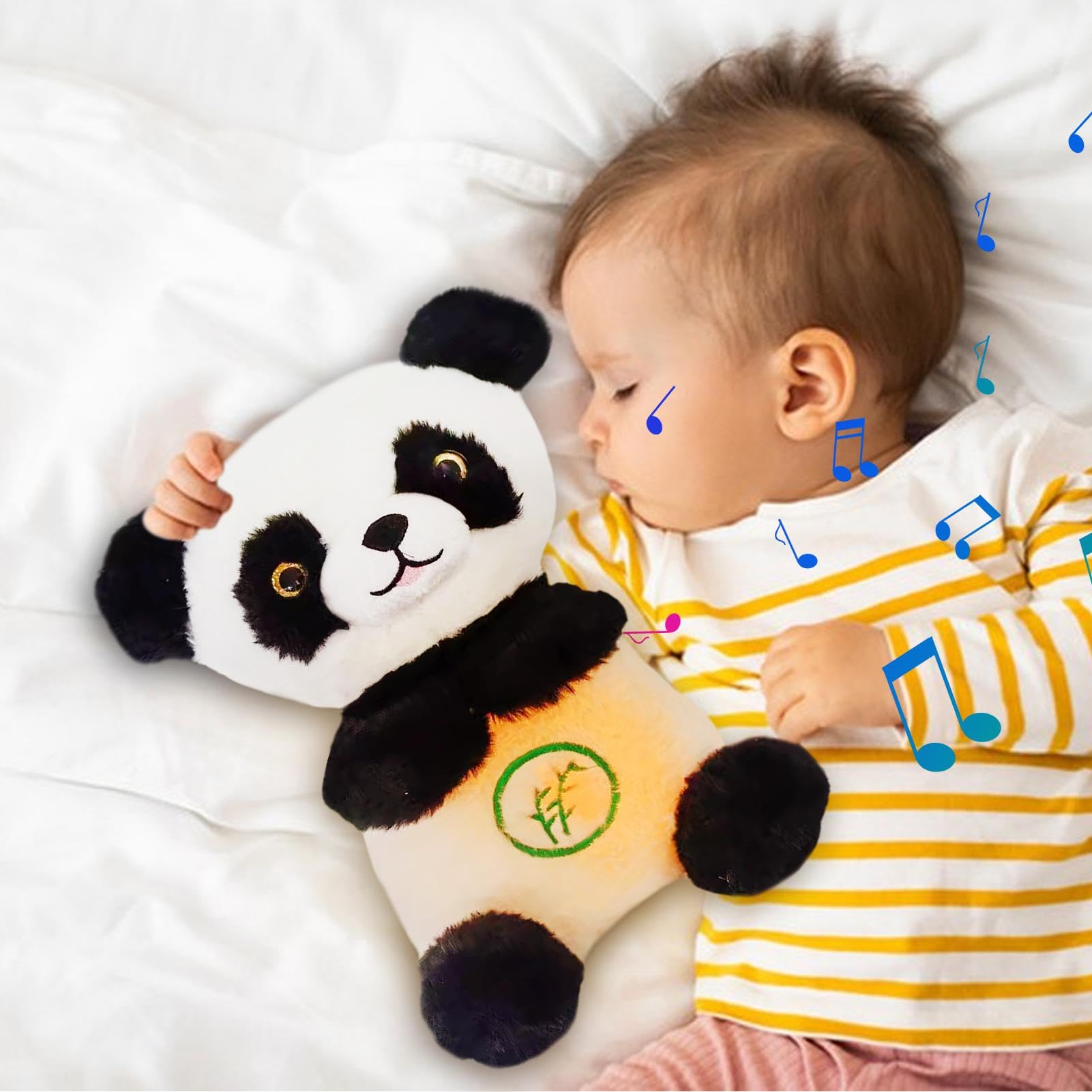 Panda Respirant Compagnon Sommeil - Peluche Apaisante Lumière + Musique, Capteur Pour Bébé Garçon Fille