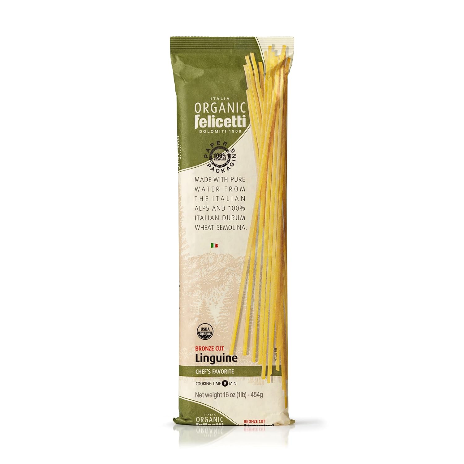 Organic Felicetti Linguine Pasta Italian Non-GMO 16oz (454g) 4 Pack