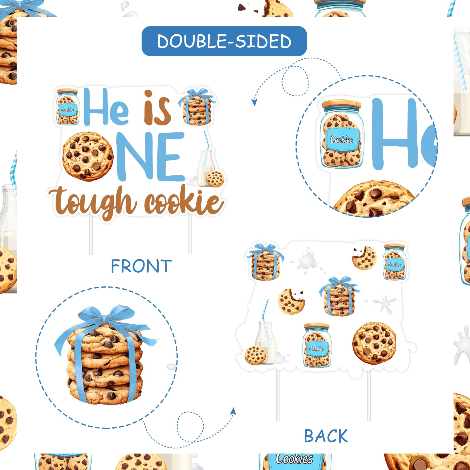 "He Is One Tough Cookie" 1st Birthday Decorations - 25pc Milk & Cookies Party Set