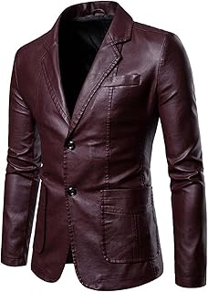 OtoñO E Invierno Hombres SóLido Color Solapa Delgado VersáTil Pu PequeñO Traje Hombres Single-Breasted Chaqueta De Cuero Chaqueta Para Hombre