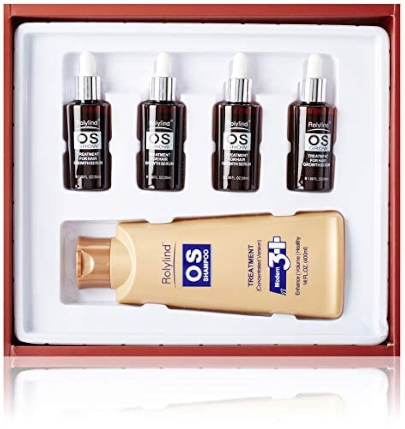 OS Treatment for hair loss shampoo & hair growth serum combos- 5Pcs (Serum 4x50ml + Shampoo 1x400ml), 100% True Natural Plant for a variety of hair loss, Thinning hair growth, for men and women (USA)