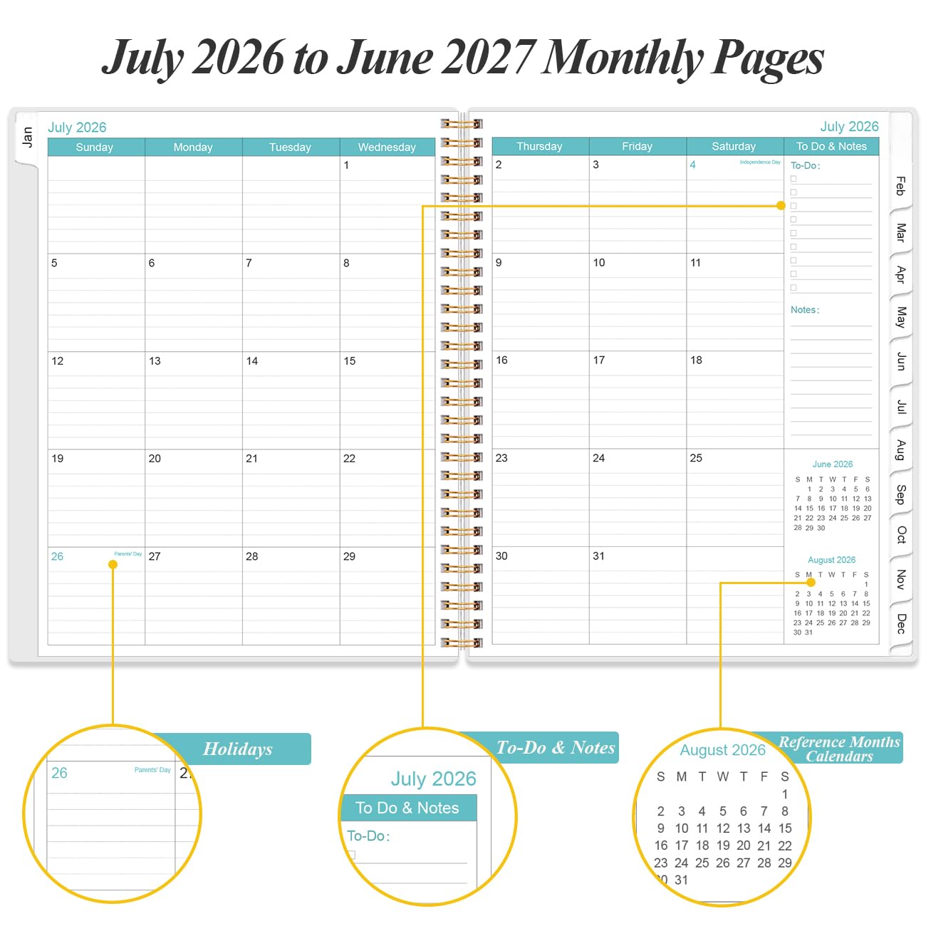 Agenda giornaliera e mensile 2025, una pagina per giorno, da gennaio 2025 a dicembre 2025, planner 2025 con copertina flessibile, linguette 12 mesi, tasca interna, 21,6 x 27,9 cm, blu