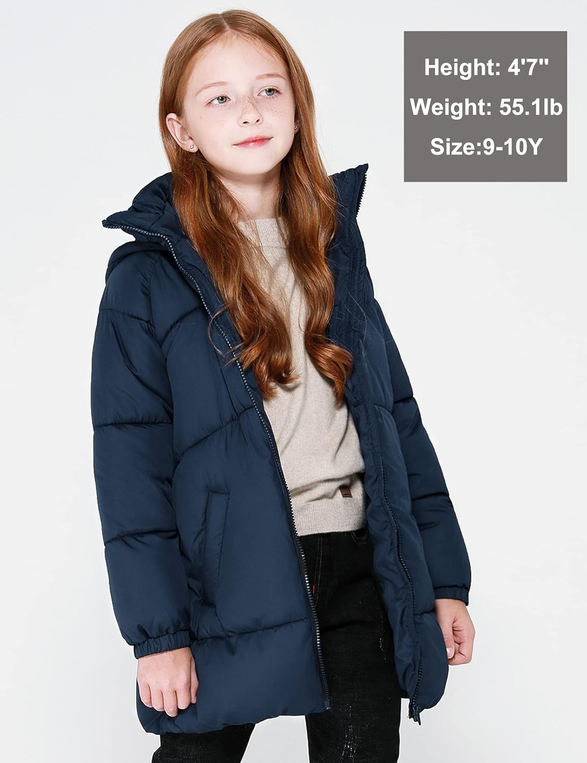 maoo garden Girls Winter Long Puffer Lightweight Coat Thick Padded Soft Fleece Jacket with Hood - Image 3