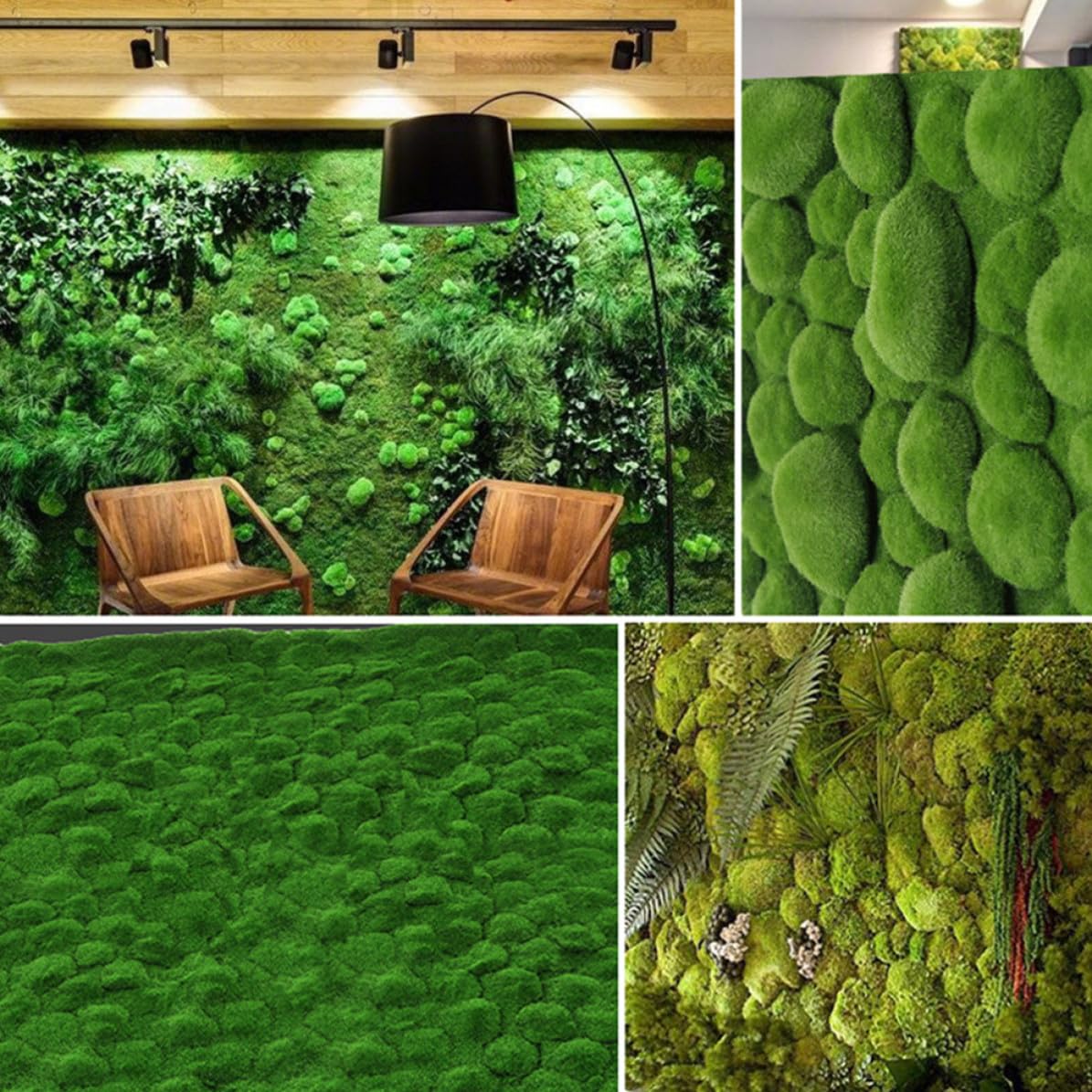 ULTECHNOVO Künstliches Moosdeko aus Baumwolle und Seidenbaumwolle Leichter Simulierter Moosrasen für Selbstgemacht Mikroszenen und Terrarien Grüne Gartendekoration