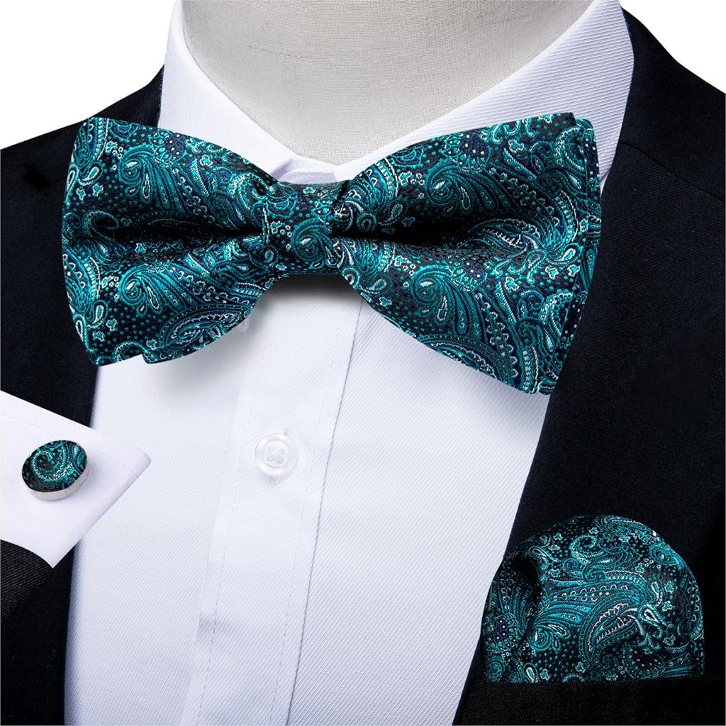 Conjunto de pajarita de Cachemira de oro azul a la moda, corbata para hombre para novio, corbata Gravata para matrimonio masculino, pajarita de mariposa para boda, conjunto de bolsillo a cuadros