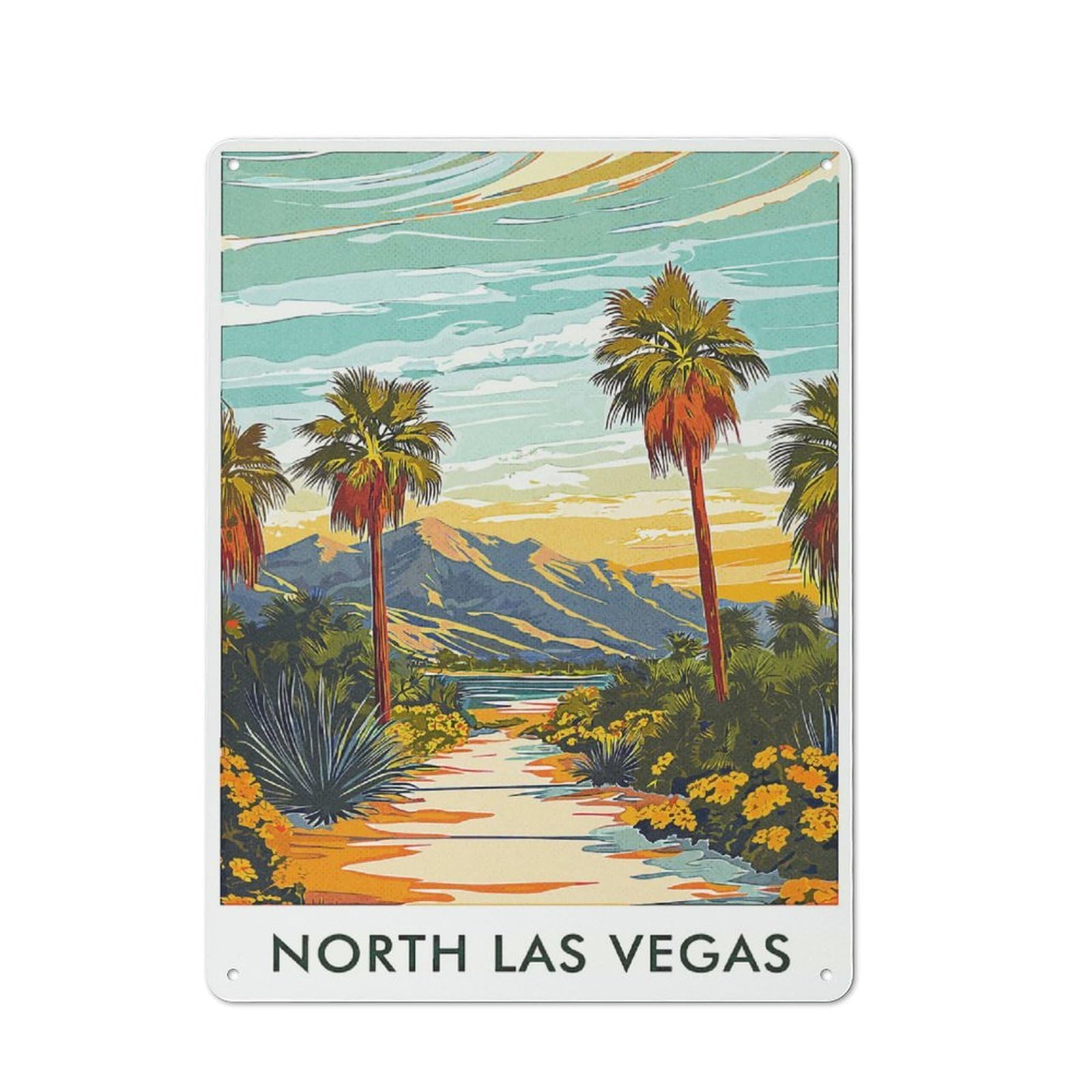 Junmoney Style-3 Retro Metal Plaque 40X30cm Featuring North Las Vegas Vintage For Workshop Wall, For Metal Sign Collectors, For Garage And Workshop Walls