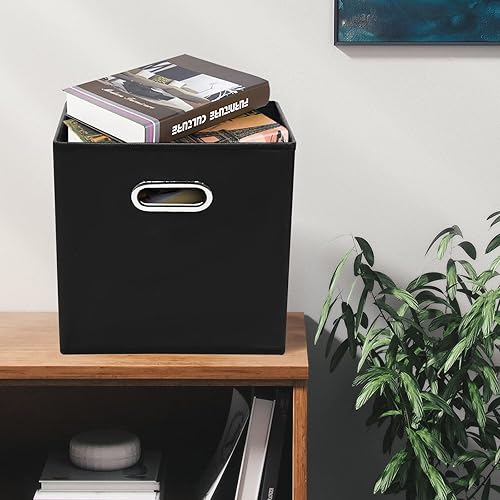 Miniatura 6 de STOREONE Contenedores de almacenamiento de tela, canastas organizadoras (11 x 11 x 11) con asas dobles para armario, cajones de dormitorio, juego de