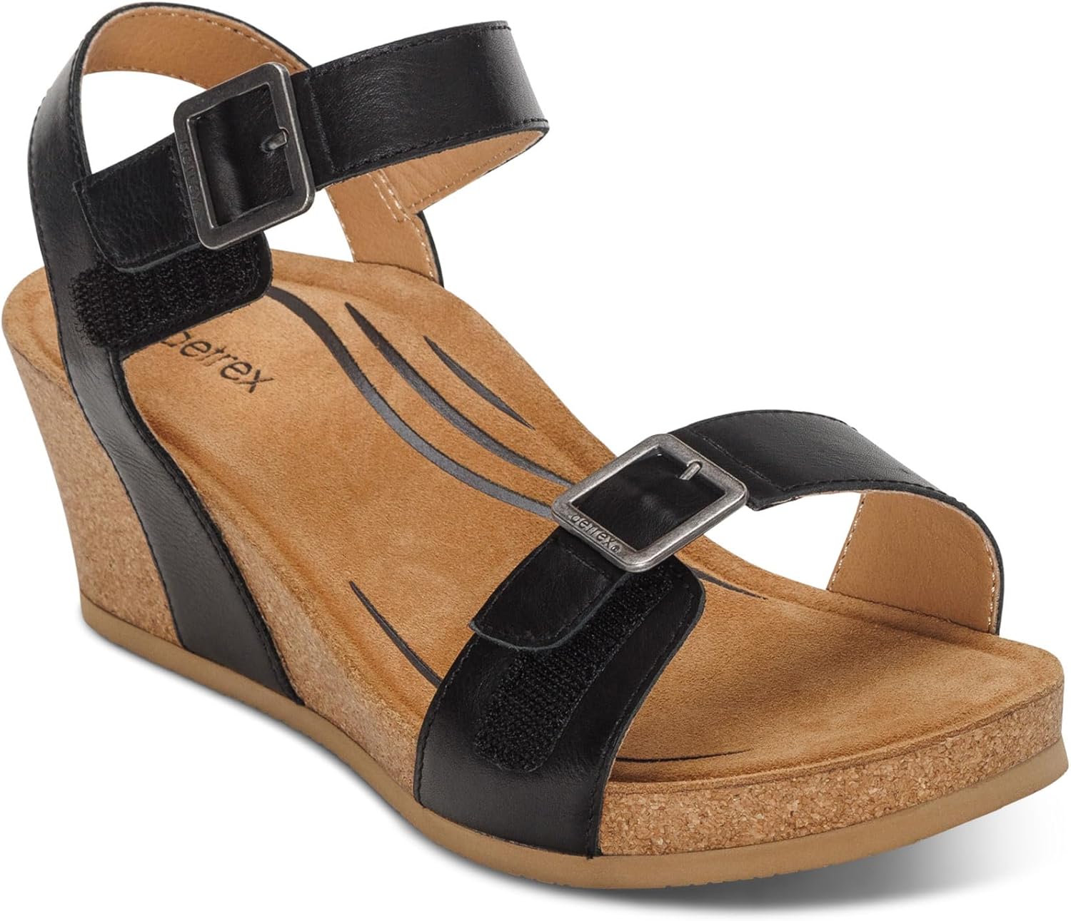 Aetrex Women's Lexa Orthopedic Adjustable Ankle Strap Arch Support Wedge Sandals - Image 7