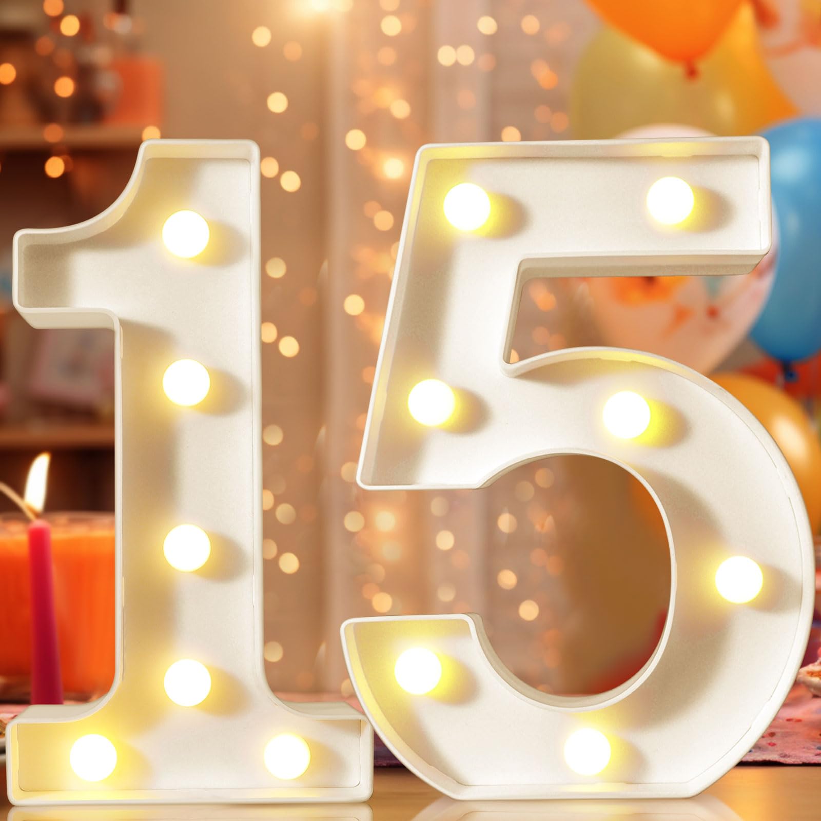 8.8" Decorative LED Light Up Numbers, Marquee Numbers Lights for 7th Birthday Decorations, Lighted Number Sign for Birthday Party Night Lights Wedding Anniversary Home Wall Decor, White Number 7 — view 96