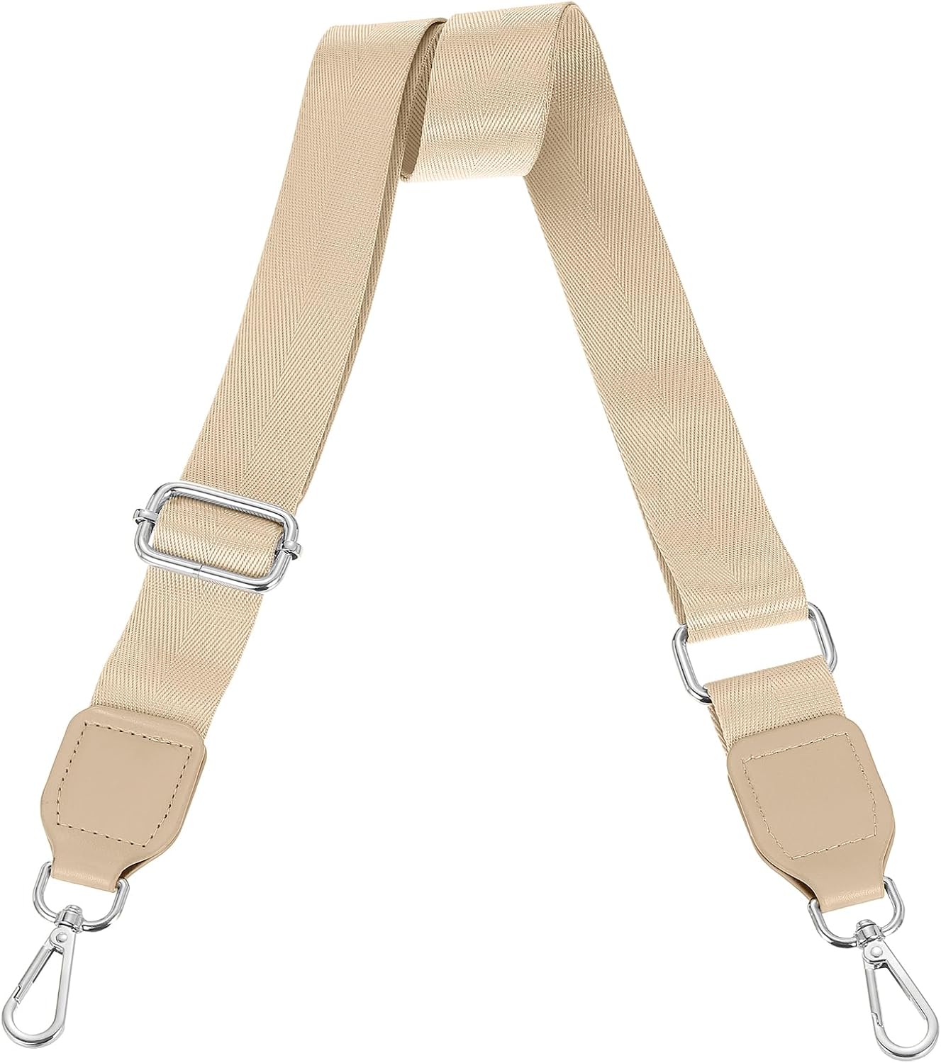 uxcell Wide Shoulder Strap, 3.8cm Adjustable Purse Strap Replacement Crossbody Strap for Shoulder Bag Handbag, Light Gold, Silver Square Mouth Buckle