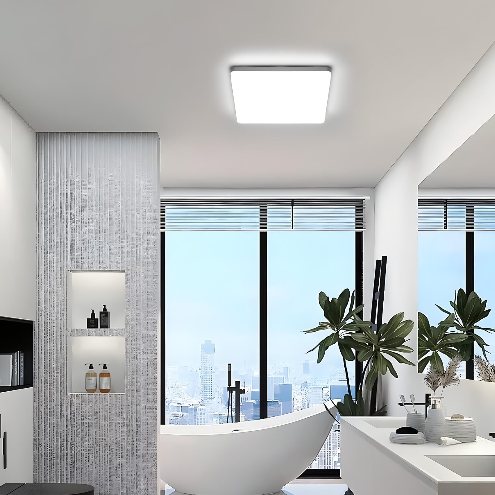 Riserva Plafon LED Techo Moderna 48W, IP44 Lámpara de Techo Cuadrada para Oficina, Baño, Pasillo, Dormitorio, Cocina, Sala de Estar, 6500K Blanco Frío, 2 Piezas | Lámpara de Techo para Oficina, Baño, Pasillo, Dormitorio, Cocina, Sala de Estar