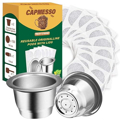 CAPMESSO Reusable Capsules for Nespresso OriginalLine, Refillable Coffee Pods Stainless