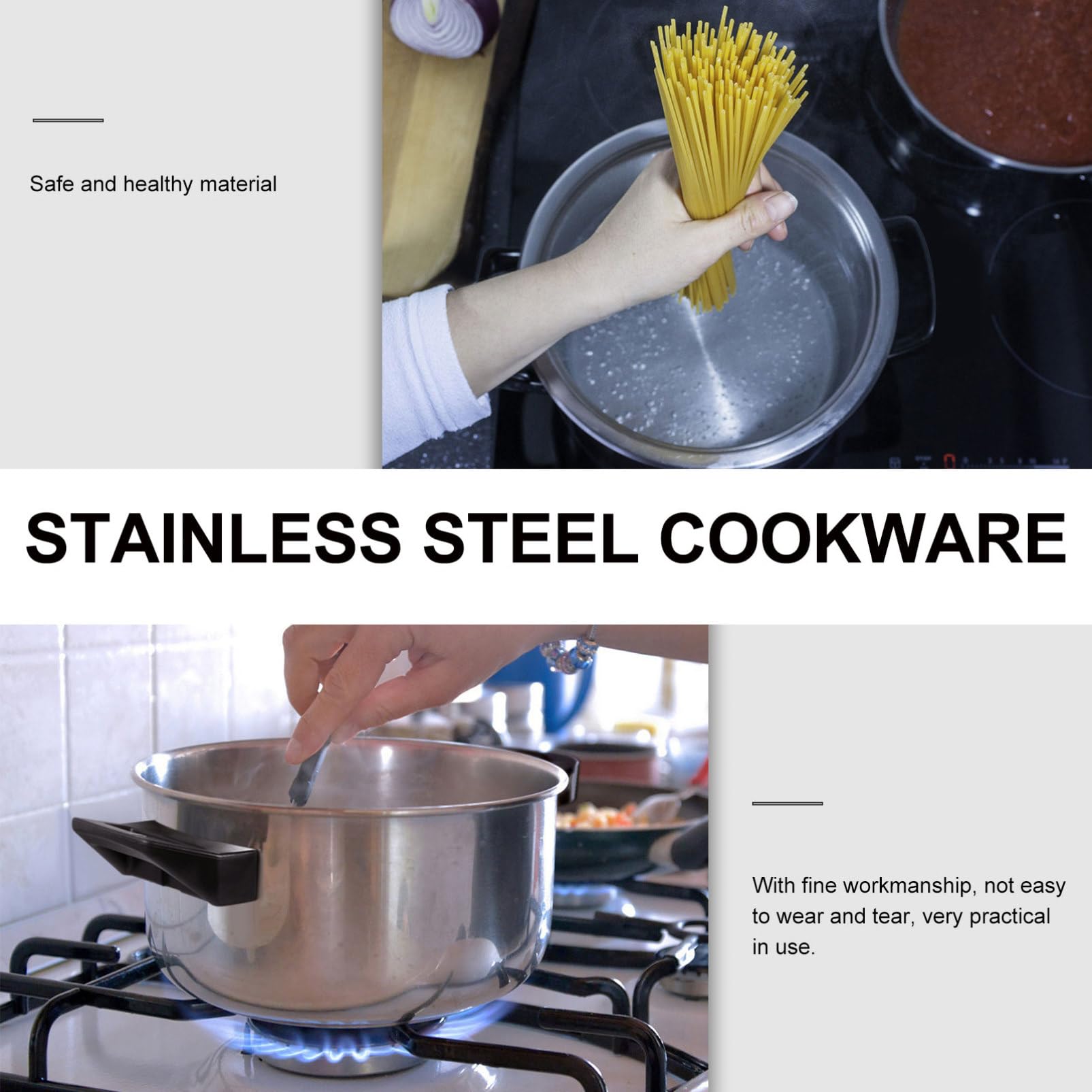 Pentola per Cuocere Pasta in Acciaio Inossidabile Coperchio Scolapasta, Resistente alla Ruggine e Facile da Lavare per Cucina Quotidiana