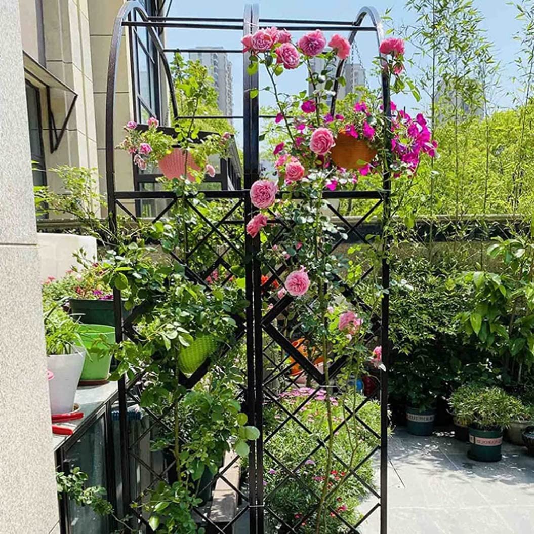 Treillis d'arche de jardin en métal de 2,7 m – Arche de mariage robuste pour plantes grimpantes, largeur réglable de 140 cm à 221 cm, décoration extérieure pour événements de jardin et aménagement