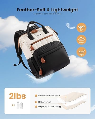 Miniatura 2 de LOVEVOOK Mochila de pañales acolchada, bolsa de bebé ligera con cambiador, bolsa de pañales para mamá papá con hebillas para cochecito
