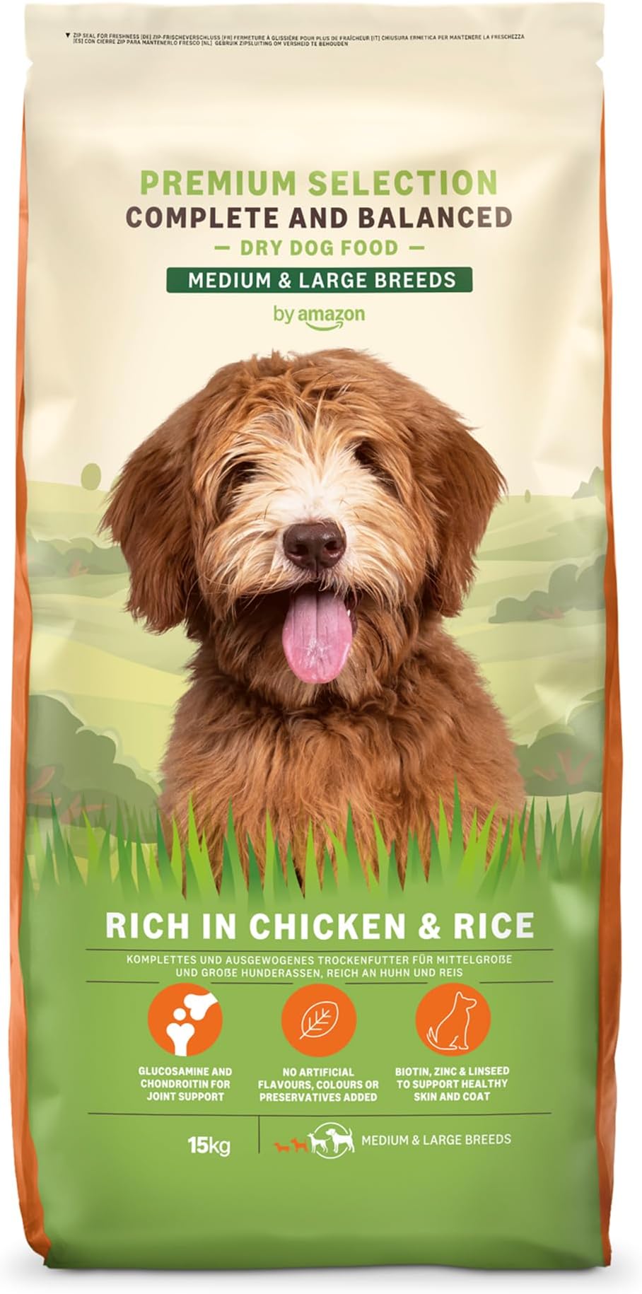 by Amazon Complete Dry Dog Food Rich in Chicken & Rice For Medium and Large Breeds, 1 Pack of 15kg (Previously a Lifelong brand, same product)